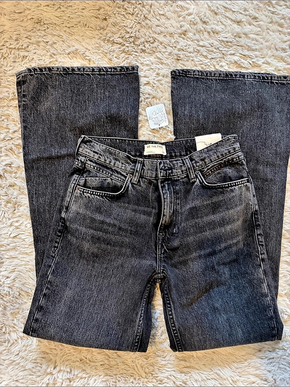 NWT | We The Free The Way Home Wide Leg Wide Leg Jeans in Black Waist 28 NWT